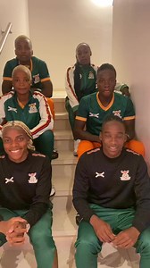 Copper Queens players congratulate the Zambia Women's Rugby 7s team for winning the Paris Olympics Pre-Qualifying tournament and qualifying to the final round of the qualifiers. | Football Association of Zambia (FAZ)