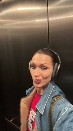 Stylish Denim Jacket Look Inside Modern Elevator