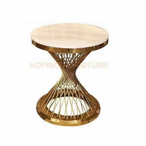 [Hot Item] Twisted Stainless Steel Base Small Round Marble Top Coffee Table for Home Bedroom Hotel Restaurant