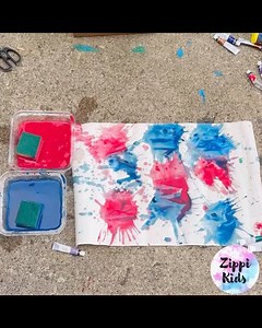 22K views · 56 reactions | A super cute Summer Splat Process art for July 4th Fireworks! ....Kids will have loads of fun splash water soaked sponge on paper and create beautiful fireworks | Zippi Kids Corner | Facebook
