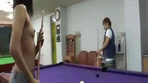Korean at a pool table