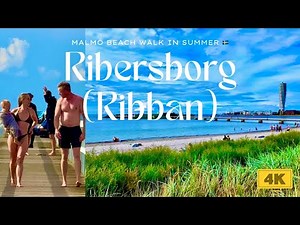 Malmö Beach Walk in Summer ☁️🌤 | Ribersborg (Ribban), Sweden 🇸🇪 | 4K Ultra HD Tour