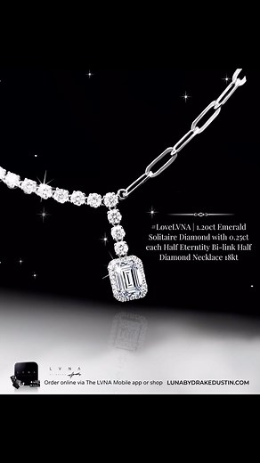 #LoveLVNA | 1.20ct Emerald Solitaire Diamond with 0.25ct each Half Eterntity Bi-link Half Diamond Necklace 18kt Discover the perfect Valentines gift from our #LoveLVNA collection! Order online using the LVNA mobile app or shop LUNABYDRAKEDUSTIN.com and Take extra 35% OFF on all our sale items today! Use Code: LVNA2024 on checkout! #StayBrilliant ✨ | LVNA By Drake Dustin