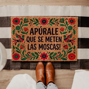 Apúrate Que Se Meten Las Moscas Doormat, Colorful Mexican Floral Welcome Mat, Spanish Housewarming Gift, Humorous Folk Art Home Entry Decor - Etsy