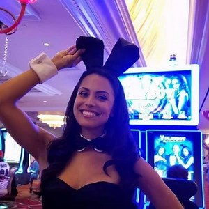 So much fun with Raquel Pomplun to promote our new Playboy slot machine, 'Don't Stop The Party'. Come try your luck! | River City Casino & Hotel