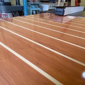 This new outfeed table is a thing of beauty. If you ever have a chance to get a hold of some marine plywood yacht decking. Grab it because this stuff is bad ass. #Wood #woodworking #shop #woodshop #make #maker #crafts #diy #doityourself #craftsman #picoftheday #photooftheday #sawdust #create #makersgonnamake #handmade #woodcraft #designdecor #craftsmanship | A Glimpse Inside | Facebook