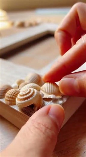 Seashell Frame DIY“Turn shells into a beach frame! 🐚” #beadcraft #diydecor