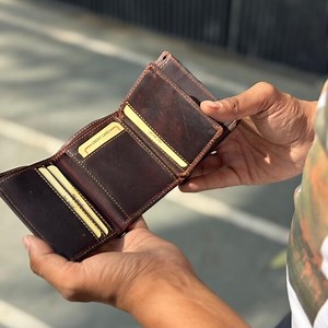 Premium Hunter Leather Trifold Wallet RFID Blocking