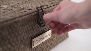 Photo Storage Box 4x6 - Inner 8 Plastic Photo Case Keeper Organizer - Natural Hand Crafted Stationery Storage Containers for Organizing Pictures Stickers Stamps Postcards Scrapbooking - Seagrass