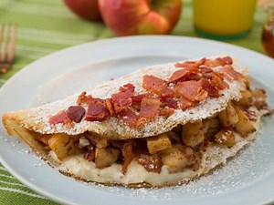 Apple Bacon Crepes with Maple Cream Cheese Frosting