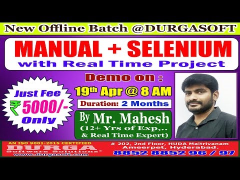 MANUAL + SELENIUM Offline Training @ DURGASOFT