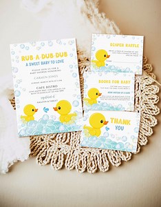 Rubber Duck Baby Shower Invitation Set, Editable Rubber Ducky Unisex Baby Shower Invite, Printable Template Digital Download, Duckling - Etsy