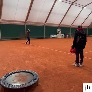 18K views · 439 reactions | First: the exercise with some extra weight, on a trampoline to search for balance Then: the same with your racket Last: the movement on court #CoachCarlos #TennisandAcademics #reachyourfullpotential #justineheninacademy #simpleapproach #expertise #individualization #playerdevelopment #tennisplayers #tennislife #workhard #workinprogress | Justine Henin Academy | Facebook