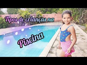 Isa faz o desafio de tipos de crianças na piscina.Pool challenge.