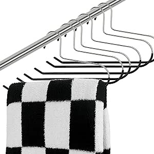 Tioncy 20 Pcs Blanket Hangers Open Ended Stainless Steel Pants and Jean Hangers Heavy Duty Hangers with Vinyl Nonslip Coating for Comforters Sleeping Bags Towels Table Cloths Bedding Storage (Black)