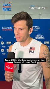 35K views · 1.3K reactions | Team USA opposite hitter Matt Anderson talks about bouncing back from a tough loss to Iran with a five-set win over Brazil in Day 3 of #VNL2024 in Manila  Follow #GMASports for more updates. | GMA Sports PH | Facebook