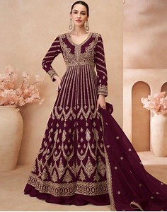 Robe de mariée indienne : robe longue brodée avec dupatta - Etsy France