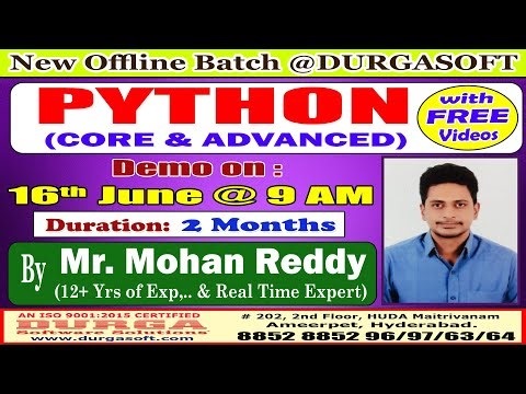 PYTHON (CORE & ADVANCED) Offline Training @ DURGASOFT