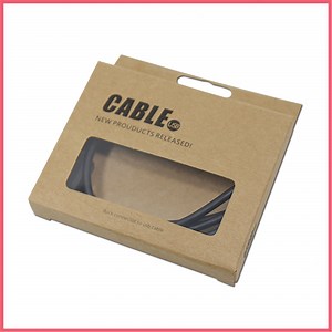 [Hot Item] Event Mobile Phone USB Cable Kraft Paper Packaging Box Clear Window with Hanger Data Line