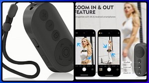 Wireless Camera Remote Control with Zoom in/Out for Android & iPhone,Versatile Shutter with Front/Rear Camera Switch,Vlogging Accessories Remote for TikTok Video & Photo,Purple