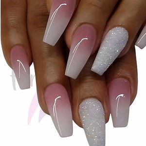 Pink Gradient Glitter Press on Nails | Coffin Medium Length, 24 Piece Set - Etsy