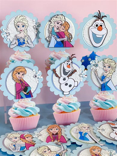 Set of 12 Frozen Cupcake Toppers | Disney Princess Elsa Theme Party | Princess Birthday Cupcake Toppers | Disney Princess Cupcake Toppers | - Etsy