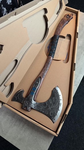 Hand-Forged Ragnarok Kratos Axe with Carved Handle