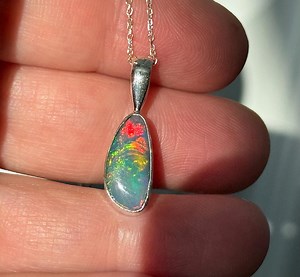 Dainty Opal Doublet Pendant, Sterling Silver Necklace - Etsy