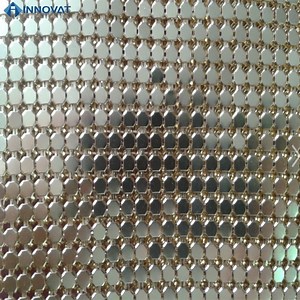 [Hot Item] Soft Flexible Decorative Chainmail Metal Mesh Fabric Silver Metallic Aluminum Table Cloth Curtain