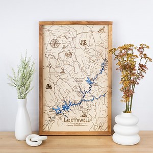 Lake Powell Topo Map Sign | Laser Engraved & Framed Wall Art - Etsy