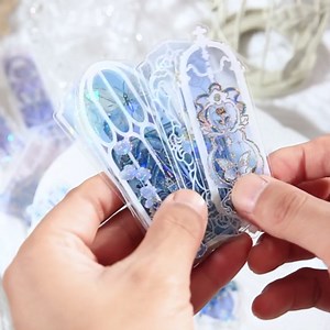 40 Pcs Holographic Bookmark for Women, Artistic Book Mark, Transparent Waterproof Flashing Castle Butterfly Flower Bookmarks Rose Floral Window Book Marks for Readers, Book Lovers Gift