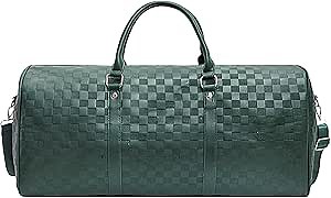 Duffel Bag - Leather Duffle Weekender Overnight Tote - Carry On Suitcase Strap - Gym, Luggage for Travel, Sports & Outdoors (Green - Large)