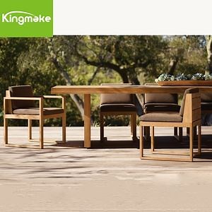 [Hot Item] High-End Outdoor Dining Table Set Weathered Teak Table and Chairs