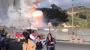 Other smaller explosions can be seen in footage as people run away from the scene.