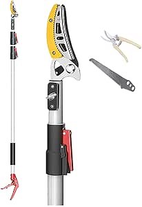 Telescopic Loppers Tree Pruners Pole Saw Extendable LimbTrimmer Prunning Shears for Gardening Tree Trimming,Long Handle Pruner Tree Trim Extension Pole Clipper Fruit Picker Bypass