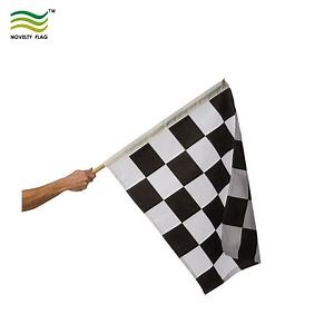 [Hot Item] Black and White Stick Flag, Hand Waving Flag, , Checked Hand Held Flag, Hand Flag (J-NF01F02023)