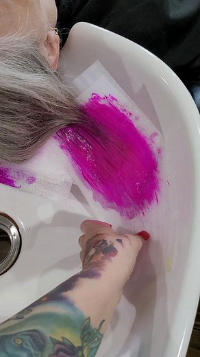 Using @satinhairofficial Lightener & Magenta #satinhair #satinhaircolor #satinbolds #silverhair #dipdyehair #dipdye #hairartist #crafthairdresser #pinkandpurple #pinkhair #purplehair | Rogue Curio
