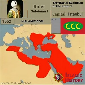 The territorial evolution of the Ottoman Empire from the Middle Ages to the First World War. At its peak in the 16th century under the reign of Sulaiman I the Magnificent, it extended for 1,800,000 km², in Africa, Asia and Europe, and was known as "The Empire of the Seven Climates. '' | Islamic History