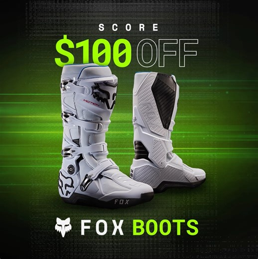 1K views | $100 OFF @foxracing Boots  Save big on current Motion and Comp boots! This offer is available both in-store and online for the selected range of FOX BOOTS. Offer will be available for the duration of March and April!!  Act now and ride in style while saving big! ------ #amawarehouse #foxracing #motocross #boots #savebig | AMA Warehouse | Facebook