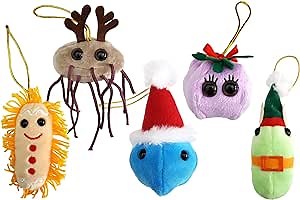GIANTmicrobes Germ Ornaments Gift Box - Decorate with Infectiously Fun Flu, E coli, and Microbes, Medical Assistant Gifts, Secret Santa Gifts, Quirky Ornaments, Pharmacy Tech Ornament, Public Health