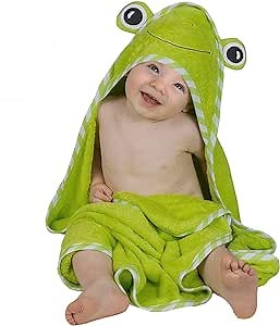 Baby Hooded Towel - Soft Absorbent Bath Towel with Cute Frog Design for Toddler, Infant - 47 x 47 inch Large Baby Beach Towel Perfect Shower Gifts for Boys and Girls