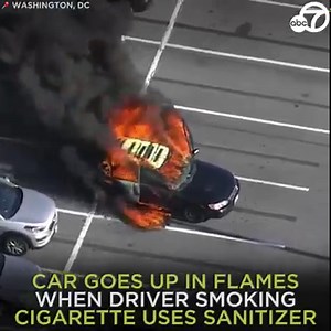 79K views · 700 reactions | A driver decided to pop open a bottle of highly flammable hand sanitizer in the car all while smoking a cigarette, and this was the result. https://abc7.la/3bpsIG2 | ABC7 | Facebook
