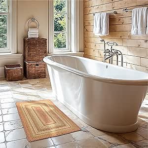 Homespice Harvest Braided Jute Kitchen Rug 27x45 - A Small Braided Rug for Country Kitchen Decor, Durable and Easy to Maintain