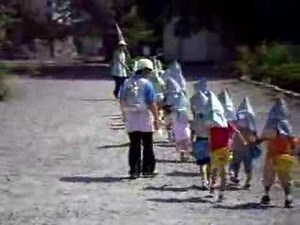 Earthquake drill for Japanese kids