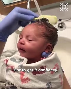 Newborn baby gets hair washed#905 | AREWA BEAUTIFULs