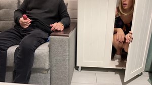 StepMom Caught StepSon Jerking off and help him to Cum Quick Creampie