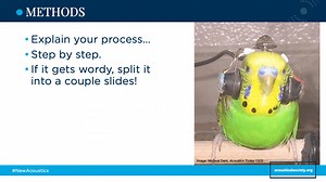 MEETING INFO Make a GIF for your poster or oral presentation! Share your findings in an engaging way that helps colleagues and the public learn about acoustics research! It’s quick and easy; just follow the instructions at https://acoustics.org/asa-social-media/social-media-toolkit/ | Acoustical Society of America