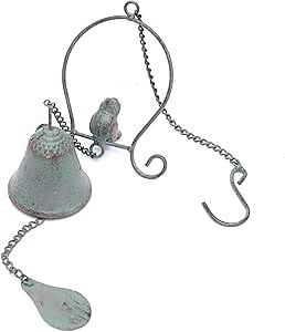 AMZZ Vintage Metal Bird Wind Chime - Hanging Iron Bell for Outdoor Garden and Patio Decor (Blue Wind Chime)