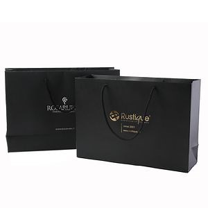 [Hot Item] Luxury Black Color Printed Silver Foil Hot Stamp Logo Paper Bags