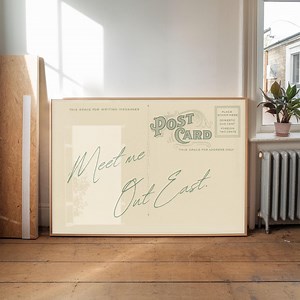 Vintage Beach Postcard Poster, Meet Me Out East Print, Hamptons Wall Art, Montauk Print, NYC Apartment Aesthetic, Beach House Art - Etsy